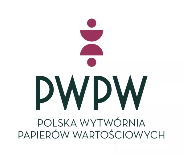 Logo Polskiej Wytwórni Papierów Wartościowych.