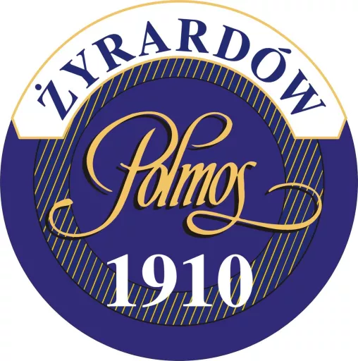 Logo firmy Polmos Żyrardów.
