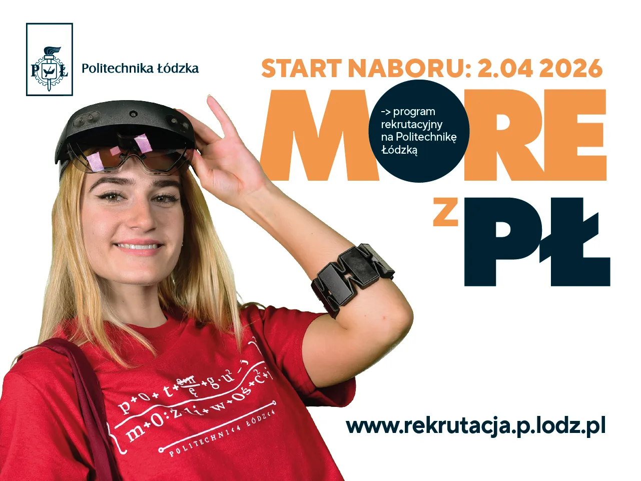 Grafika promująca program rekrutacyjny MORE z PŁ