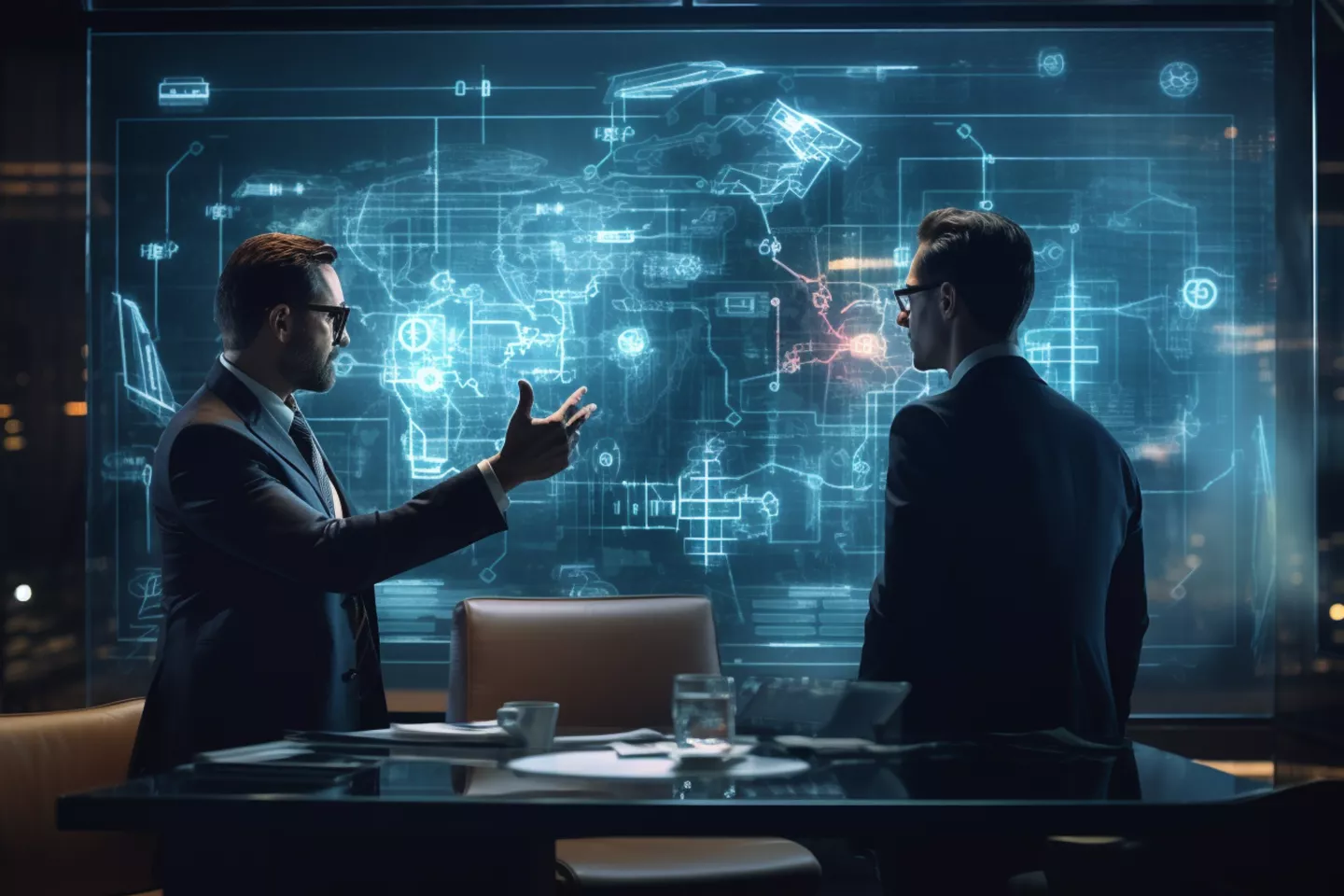 biznesmeni na tle sztucznej inteligencji